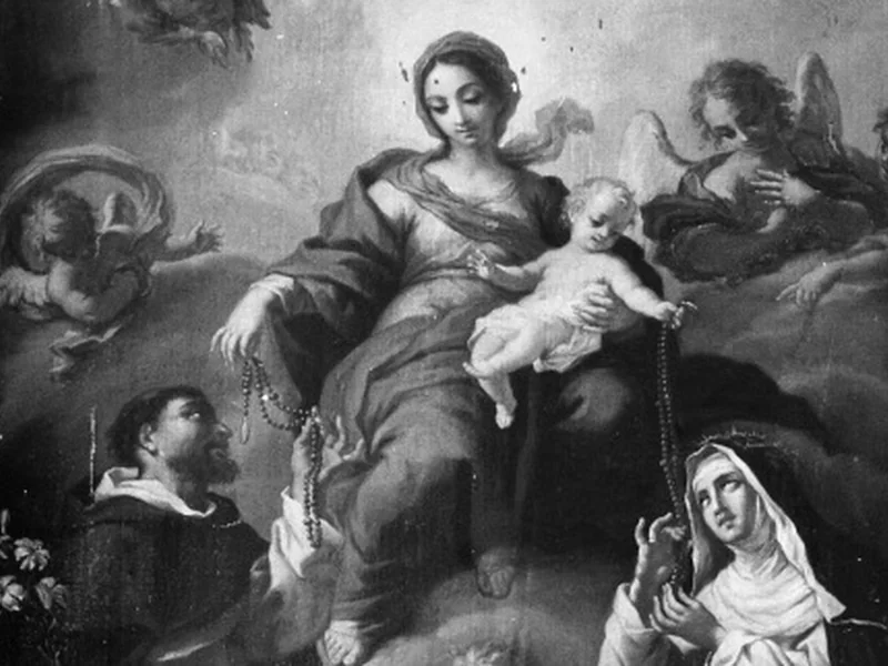 1663-Michelangelo Cerruti - Madonna del Rosario con San Domenica e Santa Caterina da Siena - Chiesa di S. Maria del Rosario a Monte Mario, Roma